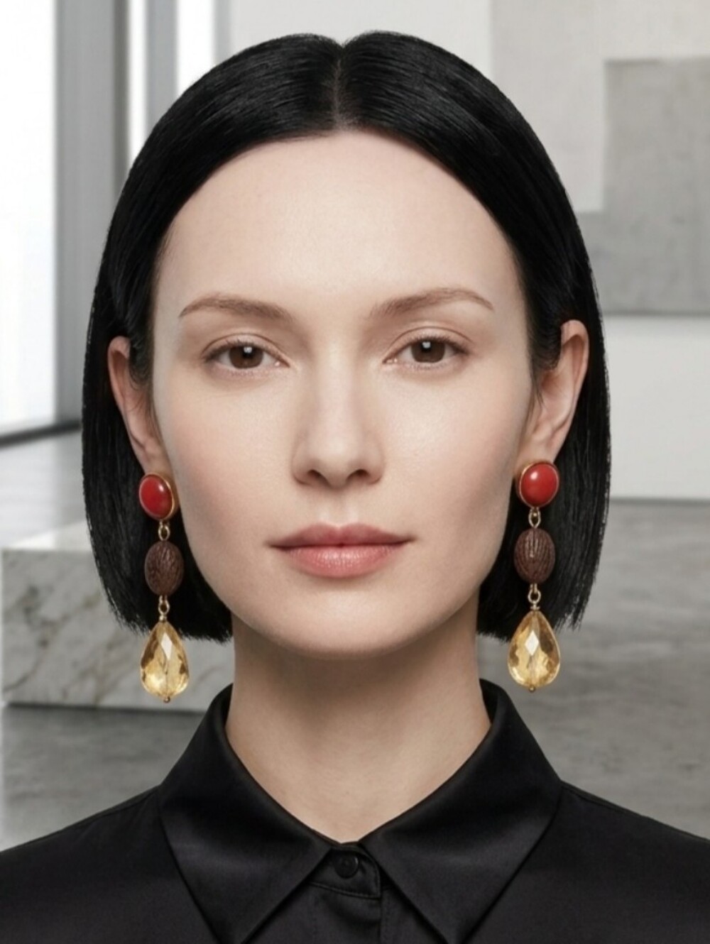 lia sophia Cayenne Retired Red, Brown Citrine-Tone Drop Earrings Casual Or Dress